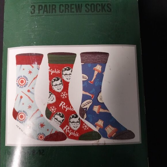 A Christmas Story Adult Movie Inspired Design 3 Pack Crew Socks - Picture 5 of 6